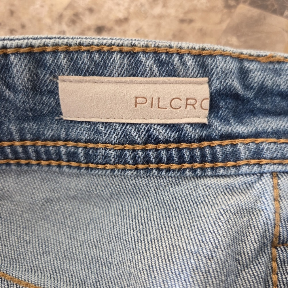 Anthropologie Pilcro 30 Slim Boyfriend Embroidered Patch Mid Rise Distress Jean - Picture 12 of 16